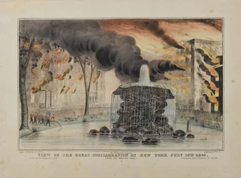 View of the Great Conflagration at New York July 10th 1845, from the Bowling Green